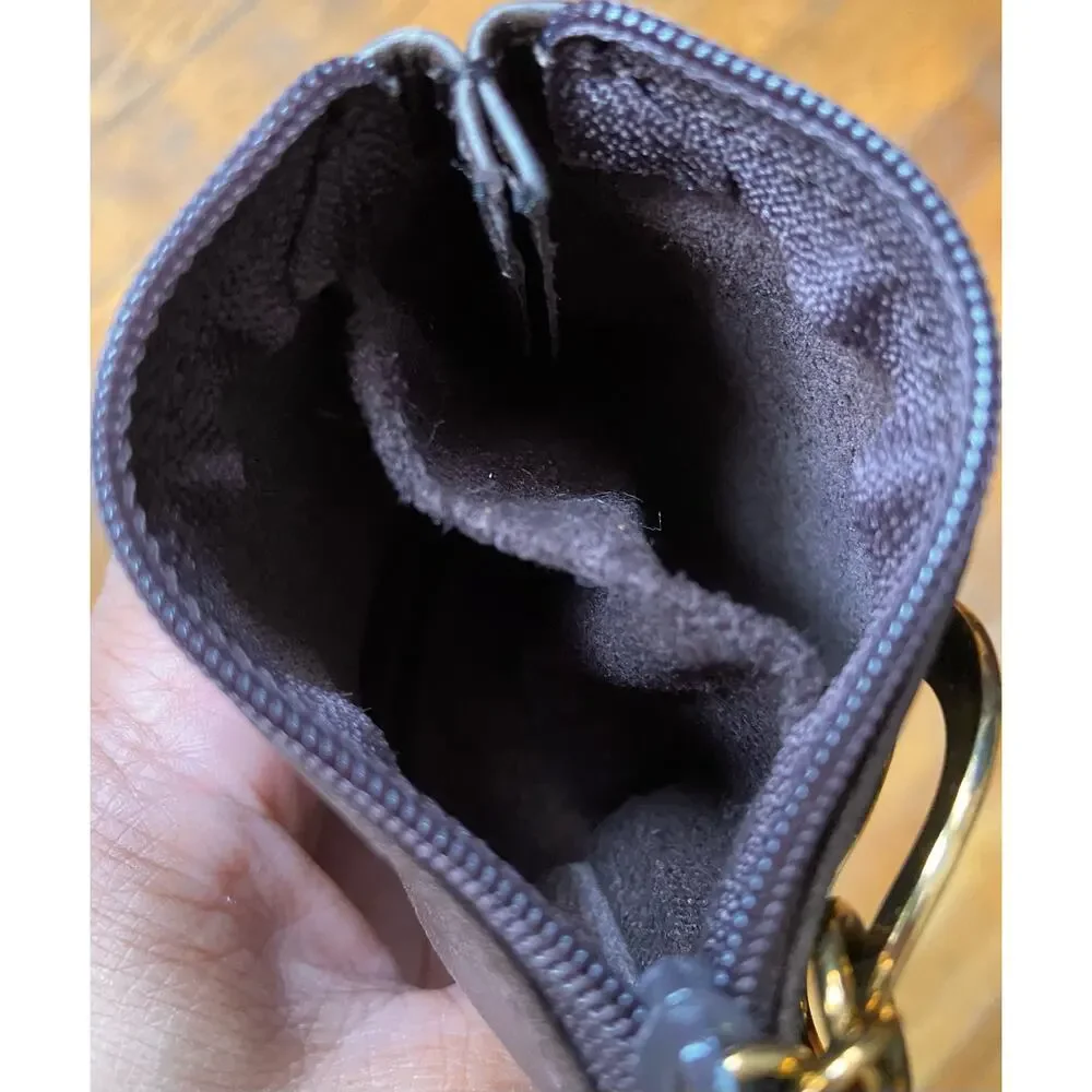 IPPOLITA Brown Leather Coin Purse w/Embossed Logo